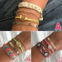 Bohemian Style Braided Bracelet Set 4 pcs/Set 