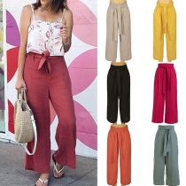Fashion Solid Color High Waist Wide-leg Pants
