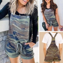 Fashion Camouflage/Leopard Printed Overalls Shorts