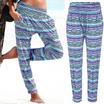 Fashion Elastic Waist Printed Beach Pants