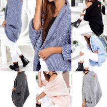 Fashion Solid Color Dolman Sleeve Thin Knit Cardigan