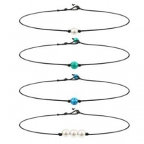 Fashion Imitation Pearl Inlaid Anklet Set 4 pcs/Set