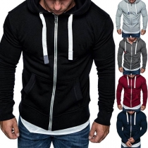 Fashion Solid Color Long Sleeve Man's Thin Hoodie