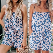 Sexy Backless High Waist Printed Sling Romper 