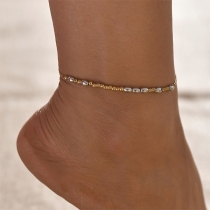 Simple Style Beaded Anklet 