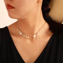 Fashion Star Crescent Pendant Necklace