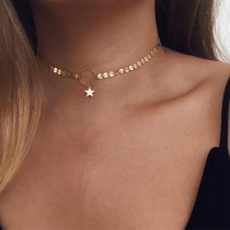 Simple Style Pentagram Pendant Alloy Necklace 