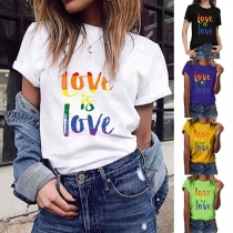 Fashion Letters printed Short Sleeve Round Neck T-shirt 