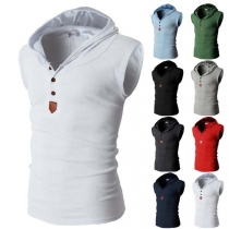 Fashion Solid Color Sleeveless Hooded Man's Top (The size falls small)