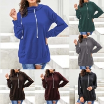 Fashion Solid Color Long Sleeve Loose Hoodie