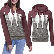 Fashion Contrast Color Letters printed Long Sleeve Hoodie