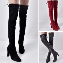 Fashion Thick Heel Pointed-toe Over-the-knee Boots 