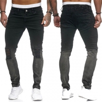 Fashion Middle Waist Slim Fit Ripped Man's Jeans 