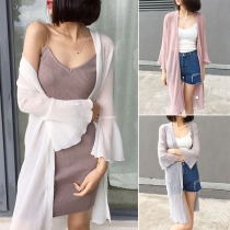 Fashion Solid Color Trumpet Sleeve Cardigan