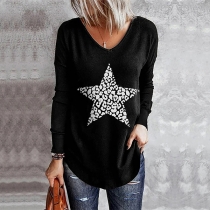 Chic Style Pentagram Printed Long Sleeve Loose Dress