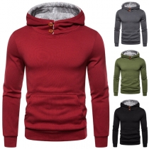 Casual Style Long Sleeve Solid Color Man's Hoodie