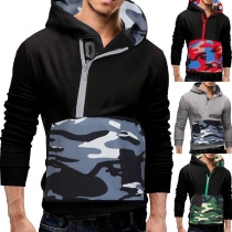 Fashion Camouflage Spliced Long Sleeve Man's Hoodie 