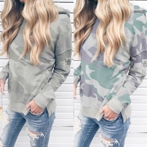 Fashion Camouflage Printed Long Sleeve Hoodie