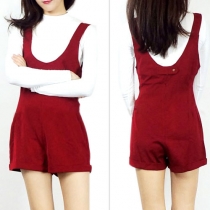 Fashion Solid Color Jumpsuit Shorts Overalls