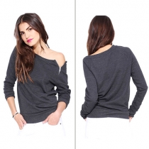 Fashion Long Sleeve Side Zipper Solid Color Sweatshirt