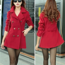 OL Style Double-breasted Slim Fit Woolen Coat