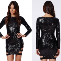 Sexy Side Hollow Out Sequins Slim Fit Dress