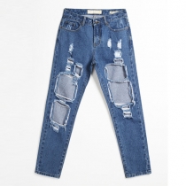 Fashion Broken Hole Loose Straight Jeans