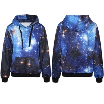 Fashion Starry Sky Space Galaxy Print Hooded Sweatshirt