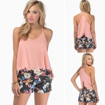 Fashion Solid Color Backless Chiffon Tank Tops