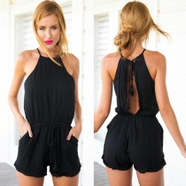 Sexy Backless Solid Color Sling Jumpsuits