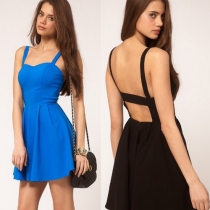Sexy Pure Color H-Shpae Back Zippered Knee-Hight Dress