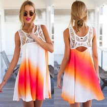 Fashion Lace Spliced Color Gradient Loose Dress