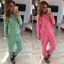 Fashion Solid Color Casual Sports Suit