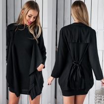Fashion Solid Color Long Sleeve Irregular Trench Coat