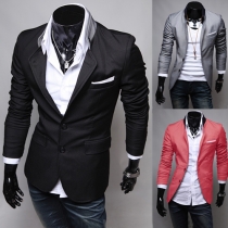 Fashion Solid Color Long Sleeve Slim Fit Men Blazer