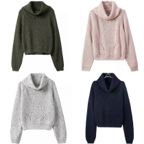 Trend Turtleneck Solid Color Pullover Knitted Sweater