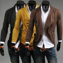 Fashion Solid Color Long Sleeve Men's Cardigan