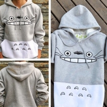 Cute Totoro Embroidery Pattern Long Sleeve Hoodies