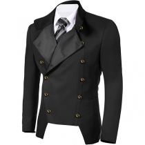 Fashion Solid Color Long Sleeve Double-breasted Men's Blazer