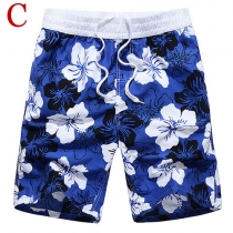 Fashion Printed Elastic Waist Men's Casual Beach Shorts