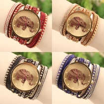 Fashion Rivets Watch Band Round Dial Bracelet Watch