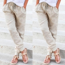 Casual Drawstrings Tapered Knit Pants 