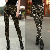 Fashion Camo Skinny Middle-Waist Pants