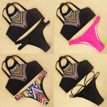 Sexy Abstract Pattern Print Bikini Set