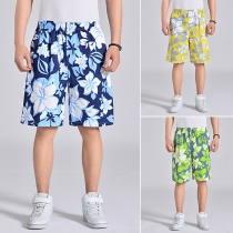 Fashion Floral Letters Printed Couple Shorts