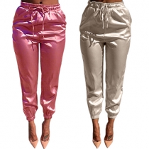 Fashion High-Rise Drawstring Solid Color Sweatpants