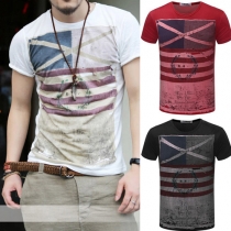 Fashion Graphic Printed Crew Neck Short Sleeves T-Shirt For Men