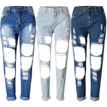 Fashion Destroyed Mid-Rise Boyfriend Jeans