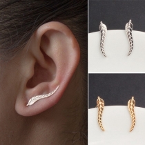 Fashion Gold/Silver-tone Leaf U-shaped Ear Clips Stud Earrings