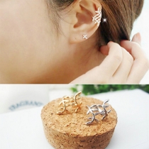 Fashion Gold/Silver-tone Leaf Ear Clips Stud Earrings